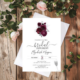 Burgundy Rose Bridal Luncheon Einladung