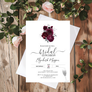 Burgundy Rose Bridal Luncheon Einladung