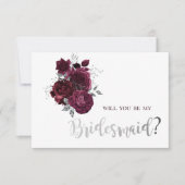 Burgundy Rose Bridesmaid Card Einladung (Vorderseite)