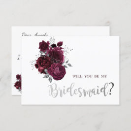 Burgundy Rose Bridesmaid Card Einladung