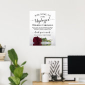 Burgundy Rose Chic Unplugged Hochzeitsfeier Poster (Heimbüro)