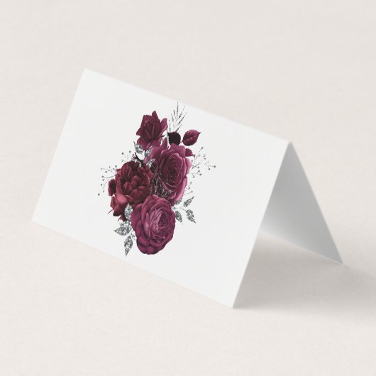 Burgundy Rose Danke-Karte Visitenkarten (Rückseite)