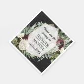 Burgundy Rose Dunkelmoody Vintage Blumenhochzeit Serviette (Ecke)