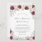 Burgundy Rose Dusty Blush Pink Wedding Einladung (Vorderseite)