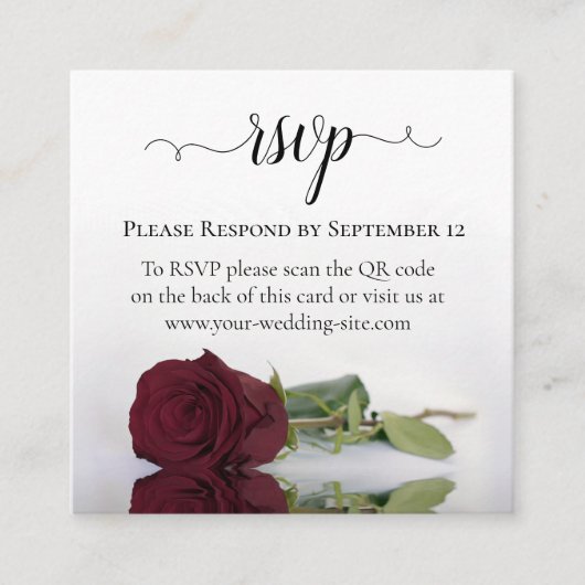Burgundy Rose Elegant Wedding UAWG QR Code Begleitkarte (Vorderseite)