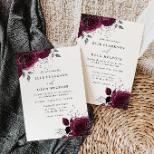 Burgundy Rose Elegante Silberhochzeit Einladung