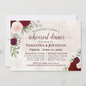 Burgundy Rose Elegantes Hochzeitstreffen Probe Din Einladung (Vorderseite)