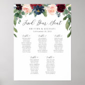 Burgundy Rose Floral Finden Sie Ihre Sitzplakette Poster (Vorne)