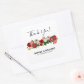BURGUNDY ROSE FLORAL GARLAND BLUME DANKE QUADRATISCHER AUFKLEBER (Umschlag)