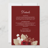 Burgundy Rose Garden Wedding Details Card Einladung (Vorderseite)