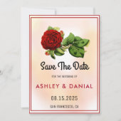 Burgundy Rose gerahmte Blumenhochzeit Sichern Sie  Einladung (Vorderseite)