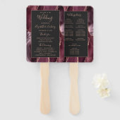 Burgundy Rose Gold Agate Dark Wedding Program Fächer (Vorne und Hinten)