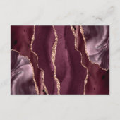 Burgundy Rose Gold Agate Dunkle Hochzeitdetails Begleitkarte (Rückseite)