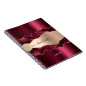 Burgundy Rose Gold Age Marmornamenskript Notizblock (Rechte Seite)