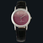 Burgundy Rose Gold Blush Pink Glitzer Monogram Armbanduhr<br><div class="desc">Burgund und Rose Gold - Rosa schwarz Sparkle Glitzer Script Monogram Name Watch. Dies macht den perfekten Abschluss,  Geburtstag,  Hochzeit,  Brautparty,  Jubiläum,  Babydusche oder Junggeselinnen-Abschied Geschenk für jemanden,  die Lieben glamourösen Luxus und schicke Stile.</div>