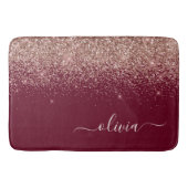 Burgundy Rose Gold Blush Pink Glitzer Monogram Badematte (Vorderseite)