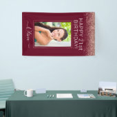 Burgundy Rose Gold Blush Pink Glitzer Monogram Banner (Messeveranstaltung)