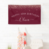 Burgundy Rose Gold Blush Pink Glitzer Monogram Banner (Insitu)