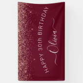 Burgundy Rose Gold Blush Pink Glitzer Monogram Banner (Vertikal)