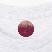 Burgundy Rose Gold Blush Pink Glitzer Monogram Etiketten (Befestigt)