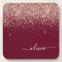 Burgundy Rose Gold Blush Pink Glitzer Monogram