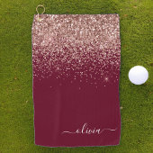 Burgundy Rose Gold Blush Pink Glitzer Monogram Golfhandtuch