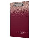 Burgundy Rose Gold Blush Pink Glitzer Monogram Klemmbrett (Links)