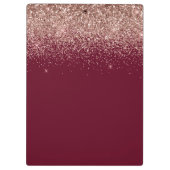 Burgundy Rose Gold Blush Pink Glitzer Monogram Klemmbrett (Rückseite)