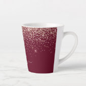 Burgundy Rose Gold Blush Pink Glitzer Monogram Milchtasse (Rechts)