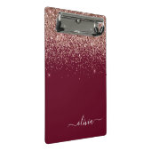 Burgundy Rose Gold Blush Pink Glitzer Monogram Mini Klemmbrett (Schrägansicht)