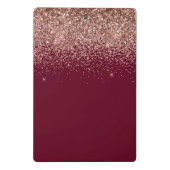 Burgundy Rose Gold Blush Pink Glitzer Monogram Mini Klemmbrett (Rückseite)