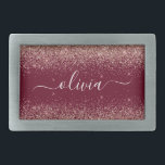 Burgundy Rose Gold Blush Pink Glitzer Monogram Rechteckige Gürtelschnalle<br><div class="desc">Burgundy und Rose Gold - Rosa schwarz Sparkle Glitzer Script Monogram Name Gürtel Schnalle. Das macht den perfekten Abschluss,  süß 16 16.,  18.,  21.,  30.,  40.,  50.,  60.,  70.,  80.,  90.,  100. Geburtstag,  Hochzeit,  Brautparty,  Jubiläum,  Babydusche oder Junggeselinnen-Abschied Geschenk für jemanden,  der Luxus und Chic Stil Lieben glänze.</div>