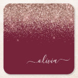 Burgundy Rose Gold Blush Pink Glitzer Monogram Rechteckiger Pappuntersetzer<br><div class="desc">Burgundy und Rose Gold - Rosa Sparkle Glitzer Script Monogram Name Paper Untersetzer. Dies macht den perfekten Abschluss,  Geburtstag,  Hochzeit,  Brautparty,  Jubiläum,  Babydusche oder Junggeselinnen-Abschied Geschenk für jemanden,  die Lieben glamourösen Luxus und schicke Stile.</div>