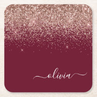 Burgundy Rose Gold Blush Pink Glitzer Monogram