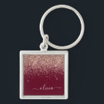 Burgundy Rose Gold Blush Pink Glitzer Monogram Schlüsselanhänger<br><div class="desc">Rose Gold - Blush Pink und Burgundy Sparkle Glitzer Script Monogram Name Keychains (Key Chain). Das macht den perfekten 16 Geburtstag,  Hochzeit,  Brautparty,  Jubiläum,  Babydusche oder Junggeselinnen-Abschied Geschenk für jemanden,  der Lieben glamourösen Luxus und schicke Stile.</div>