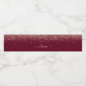 Burgundy Rose Gold Blush Pink Glitzer Monogram Wasserflaschenetikett (Einzelnes Label)