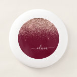 Burgundy Rose Gold Blush Pink Glitzer Monogram Wham-O Frisbee<br><div class="desc">Burgundy und Rose Gold - Rosa Sparkle Glitzer Script Monogram Name Frisbee. Dies macht den perfekten Abschluss,  Geburtstag,  Hochzeit,  Brautparty,  Jubiläum,  Babydusche oder Junggeselinnen-Abschied Geschenk für jemanden,  die Lieben glamourösen Luxus und schicke Stile.</div>