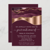 Burgundy Rose Gold Border Wave QR Code Hochzeit (Vorne/Hinten)
