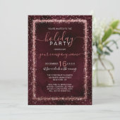 Burgundy Rose Gold Confetti Corporate Holiday Einladung (Stehend Vorderseite)