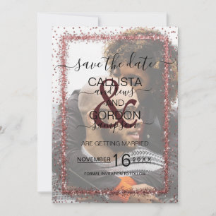 Burgundy Rose Gold Confetti Foto Wedding Save The Date