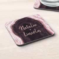 Burgundy & Rose Gold Geode Agate Wedding Monogram
