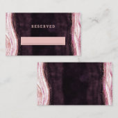 Burgundy Rose Gold Geode Reservierte Hochzeit Platzkarte (Vorne/Hinten)