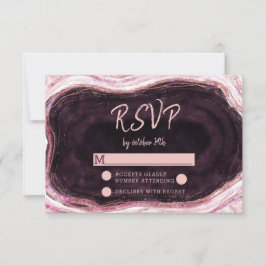 Burgundy & Rose Gold Geode Wedding RSVP Response