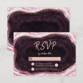 Burgundy & Rose Gold Geode Wedding RSVP Response Karte (Vorne/Hinten)