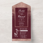 Burgundy Rose Gold Glitzer Confetti Wedding RSVP All In One Einladung (Innen Boden)