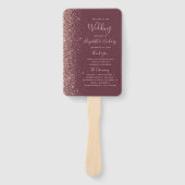 Burgundy Rose Gold Glitzer Edge Wedding Program Fächer (Vorderseite)