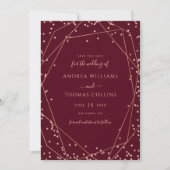 Burgundy Rose Gold Glitzer Geometric Wedding Save The Date (Vorderseite)