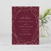 Burgundy Rose Gold Glitzer Geometric Wedding Save The Date (Stehend Vorderseite)
