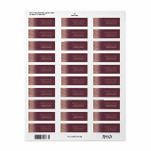 Burgundy Rose Gold Glitzer Wedding Rücksendeadress (Vorne)