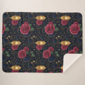 Burgundy Rose & Gold Lanterns Sherpadecke (Vorderseite (Horizontal))